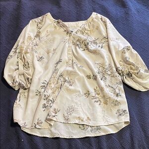 Croft & Barrow Cream Floral Blouse